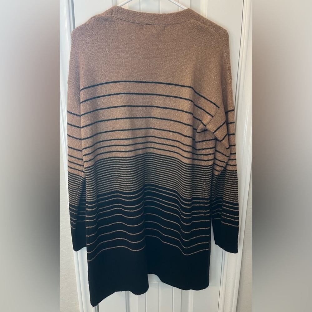 KEREN HART Brown and Black Striped Cardigan with Pockets New with Tags - Picture 2 of 5